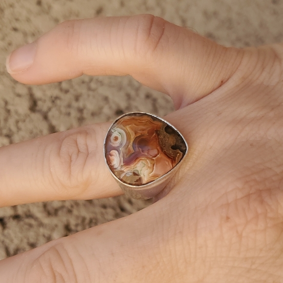 New Men's Crazy Lace Agate 925 Silver Ring. - Picture 10 of 15